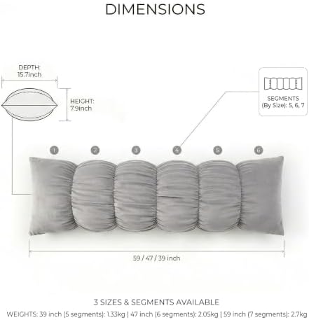 Pat. Pend. Long Body Pillow for Side Sleepers, 47 Inch, Zinc Gray - Image 4