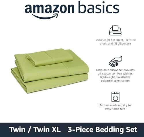 Amazon Basics Lightweight Microfiber 3-Piece Bed Sheet Set, Twin XL, Oliver - Image 2
