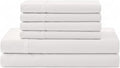 Linen Home 100% Cotton Percale Sheet Set, Queen Size, White, Deep Pocket, 6 Pieces Set - 1 Flat, 1 Deep Pocket Fitted Sheet and 4 Pillowcases, Crisp Cool and Strong Bed Linen