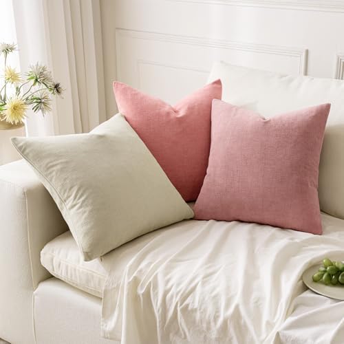 MIULEE Coral Red Chenille Couch Throw Pillow Covers - Image 5