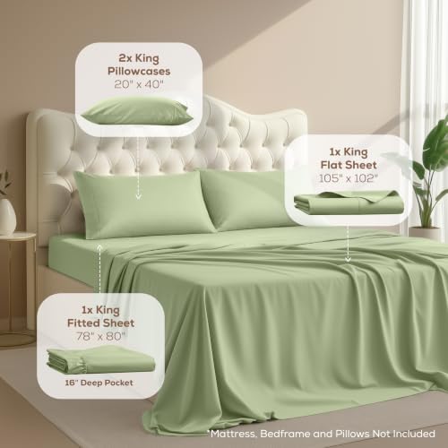 King Sheets Set, 4 Pieces 16" Deep Pocket Hotel Luxury Bed Sheets - Image 2