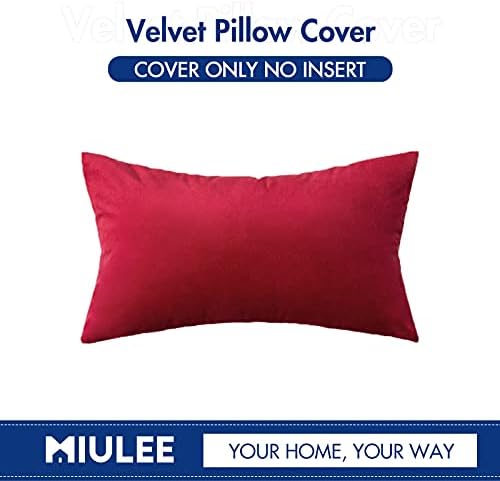 MIULEE 12x20 Inch Lumbar Velvet Throw Pillow Cover Set of 1 Red - Image 6