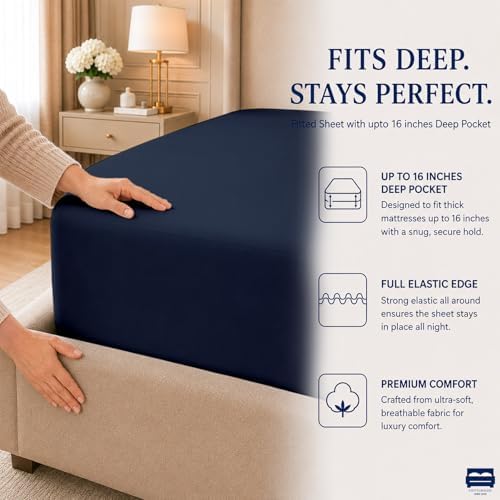 Cottingon 4 Piece Twin Sheets Fits 16" Deep, Egyptian Cotton - Image 7