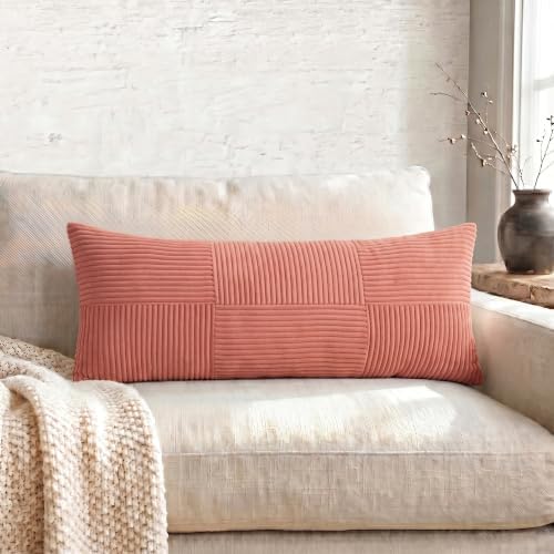 Fancy Homi Set of 2 Coral Boho Long Lumbar Body Decorative Throw Pillow Cover - Image 5