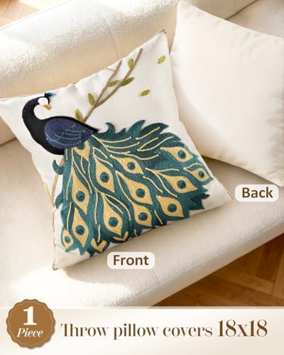 Animal Embroidered Throw Pillow Cover 18x18 Inch - Image 4