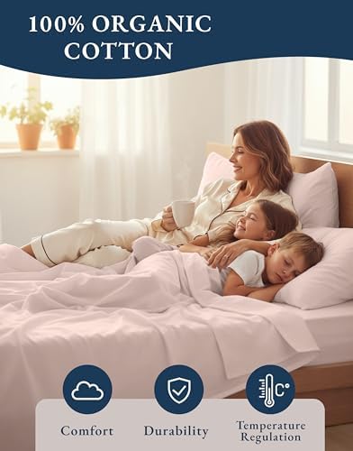 LANE LINEN Full Size Sheet Set 100% Organic Cotton Percale 4pc - Image 6