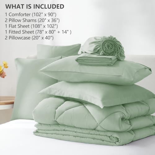 CozyLux King Comforter Set 102"x90" Sage Green - Image 6