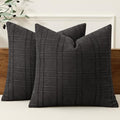 MIULEE Linen Plaid Pillow Covers Decorative 20x20 Black by MIULEE