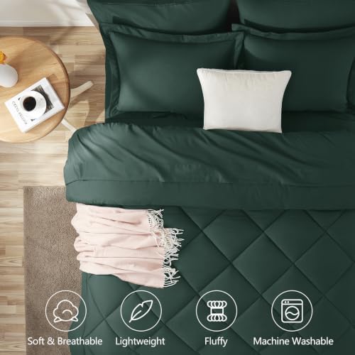 CozyLux Full Comforter Set 82"x86" Forest Green - Image 2