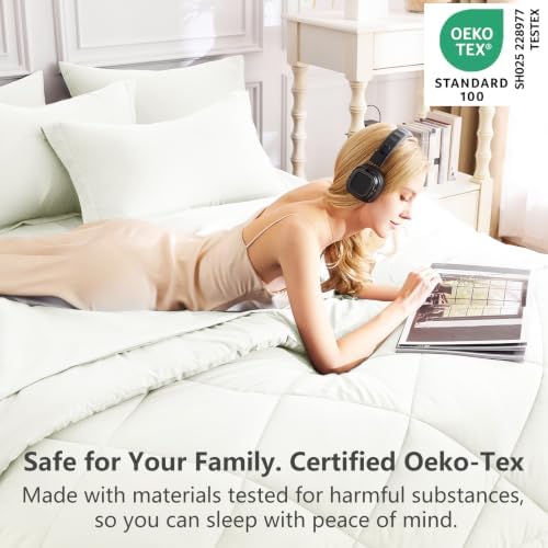 CozyLux Full Comforter Set 82"x86" Ivory - Image 3