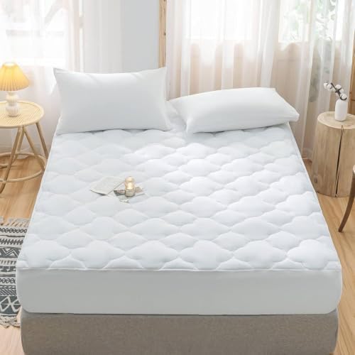 WhatsBedding Waterproof Mattress Topper Queen Size Cotton Top Down Alternative - Image 5