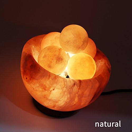 UMAID Himalayan Salt Lamp Bowl with 6 Himalayan Salt Massage Stones, Dimmable Pink Rock Salt Lamp for Bedroom, Office Desk & Meditation Room, Spa Decor, Relaxation Home Decor Gifts for Men & Women - Image 2