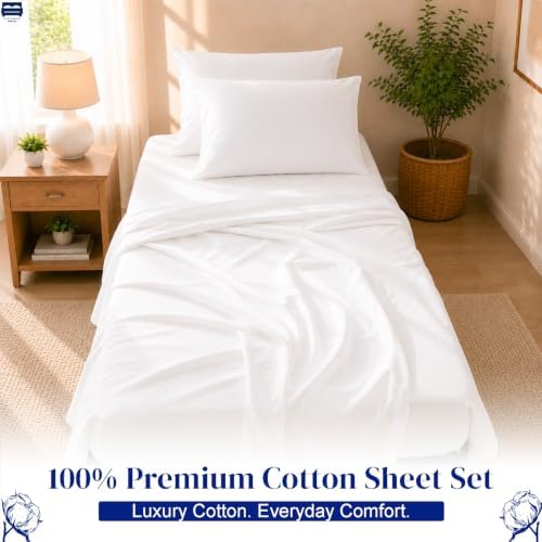 Cottingon 4 PC Cot Sheet Set 25"X75", Egyptian Cotton - Image 2