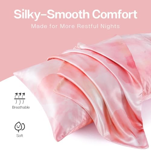MR&HM Satin Pillowcase 2 Pack, King Size 20"x40", Dream Pink - Image 3