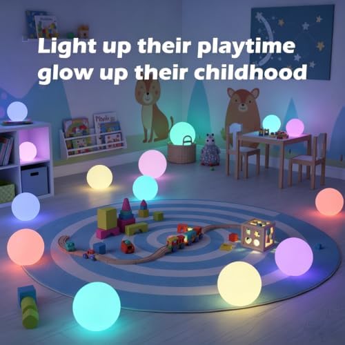 Glowing LED Ball Light with Remote, 8 inch Rechargeable Globe Orb Lamp - Image 4