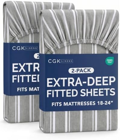 CGK Linens 2 Pack Extra Deep Twin XL Fitted Sheets by CGKUnlimited