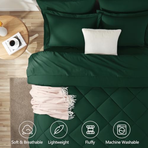 CozyLux Full Comforter Set 82"x86" Emerald Green - Image 2