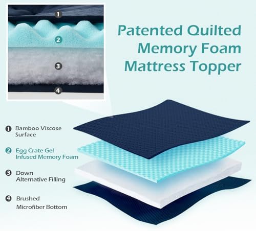 Hansleep Queen Mattress Topper Memory Foam Thick Pillow Top Mattress Pad - Image 2