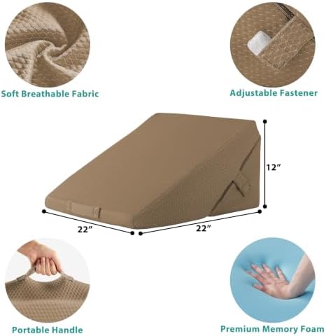 Bedluxe Wedge Pillow for Sleeping, Adjustable 9&12 Inch Foldable Bed Wedge - Image 4