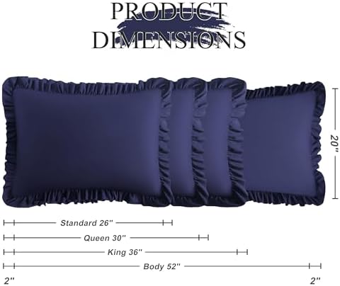 Ruffled Standard Pillow Shams, 2 Pack, 20x26 Inches - Image 3