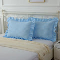 Mywinlle Vintage Sky Blue Plaid Ruffle Pillow Shams Standard Size Set of 2 by Mywinlle