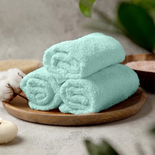 Towel and Linen Mart 100% Cotton - 12 Pack Wash Cloth Set - Flannel Face Cloths, Highly Absorbent and Soft Feel Fingertip Towels (Turquoise, Pack of 12) - Image 3