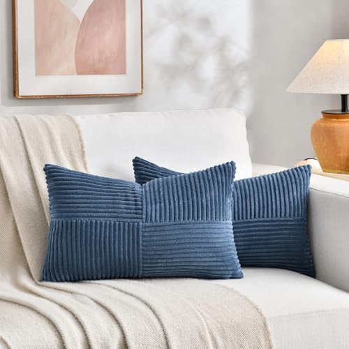Fancy Homi 2 Packs Dusty Blue Lumbar Decorative Throw Pillow Covers 12x20 Inch - Image 5