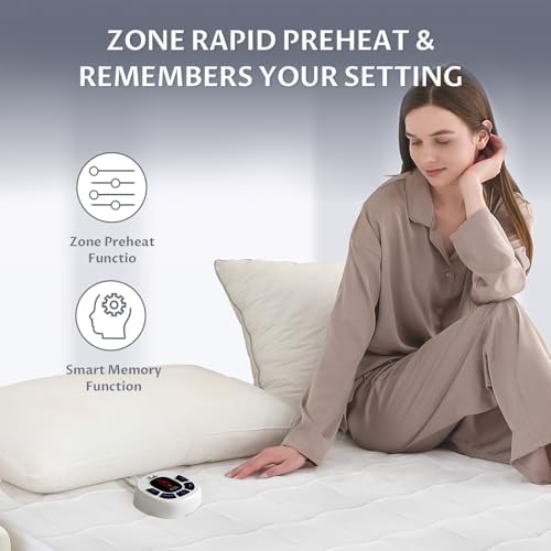 Multi-Zone Heated Mattress Pad Twin XL, Quilted Surface, Preheat & Memory - Image 3