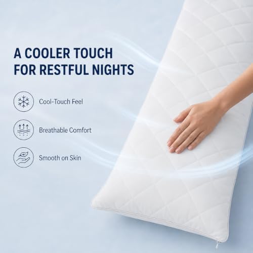 KISSKI Cooling Body Pillow Cover, Quilted Pillowcase - Image 7