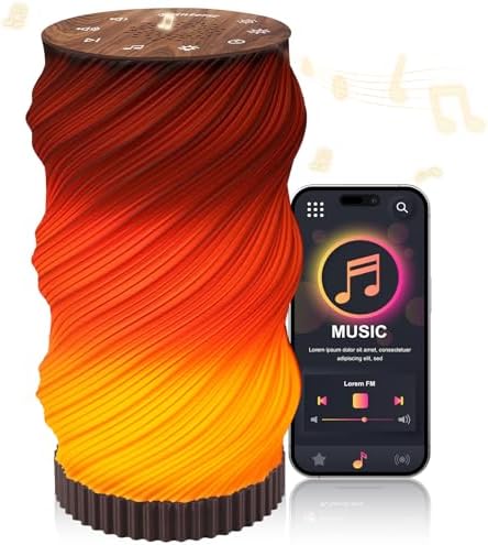 Touch Bedside Lamp with Sound Machine for Adults, Dimmable Night Light for Bedroom, 3-in-1 Bluetooth Speaker & White Noise Machine for Sleeping, Relaxation Dynamic Mood Lighting (Campfire/Breathing) by Unknown