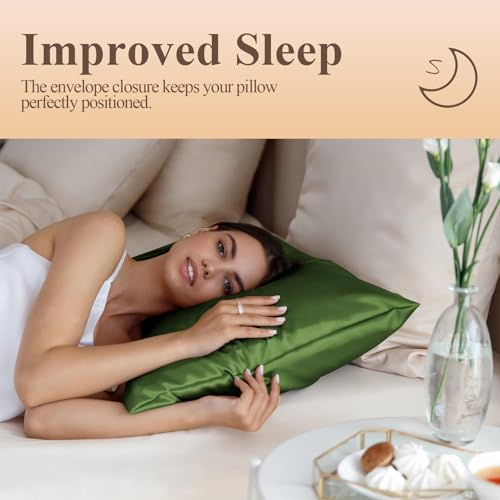 Silk Like Satin Pillowcase King Size, Dark Green, 2 Pack, 20x36 Inches - Image 5
