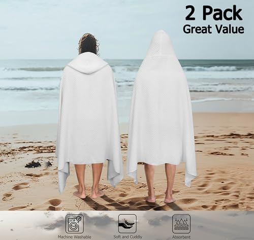 COTTON CRAFT Hooded Bath Towel for Adults – 2 Pack 100% Cotton Bath Sheet - Image 2