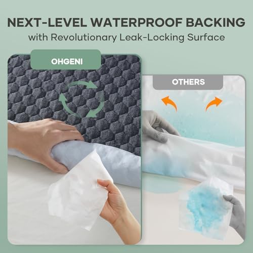 OhGeni 100% Waterproof Mattress Protector, Twin Size Gray Bamboo Viscose Top - Image 4
