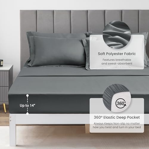 Love's cabin King Size Comforter Set Dark Grey, 7 Pieces King Bed in a Bag - Image 4