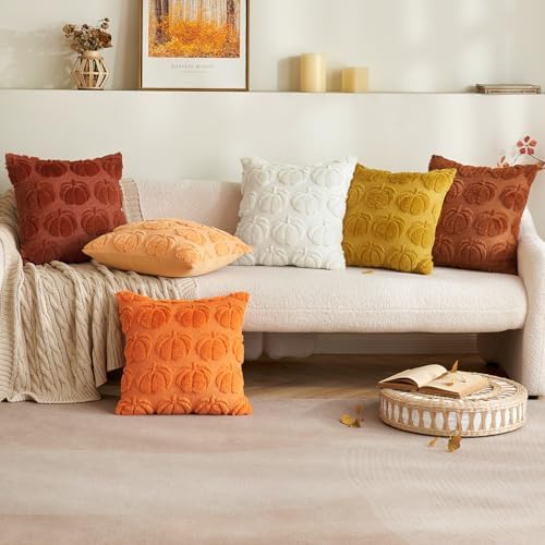 MIULEE Fall Pillow Covers Pumpkin Fall Decor 16x16 Cream White - Image 4