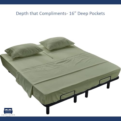 4 Piece Flex Head King Sheet Set 34" Top, 100% Egyptian Cotton - Image 5