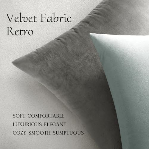 MIULEE Velvet Throw Pillow Covers 22x22 Inch Pack of 2 Grey - Image 5