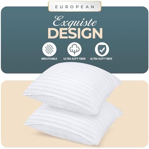 Utopia Bedding Bed Pillows for Sleeping, Pillows European Size Set of 2 - Image 2