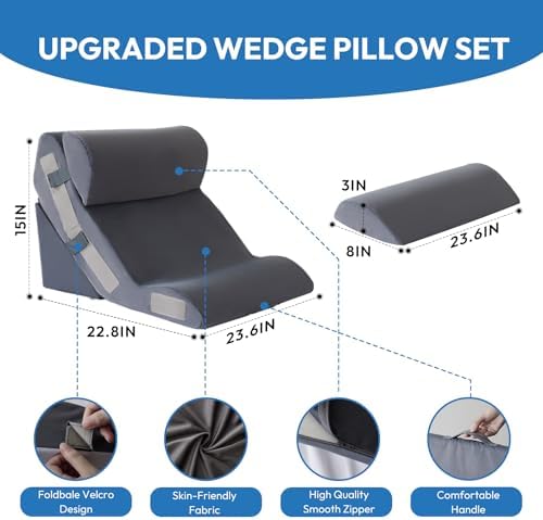 Ahpmeoa 4PCS Wedge Pillow Set for After Surgery, Back Pillow for Bed Sitting up - Image 2