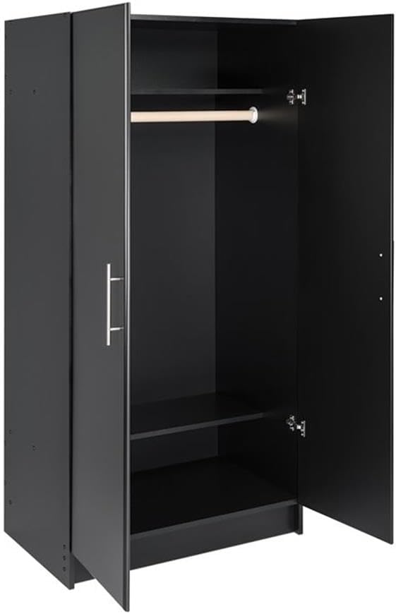 Pemberly Row 32" Contemporary Wardrobe Cabinet in Black