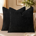 Allorry Throw Pillow Covers 18x18 Black Chenille Solid Home DecorSY014J18 by Allorry