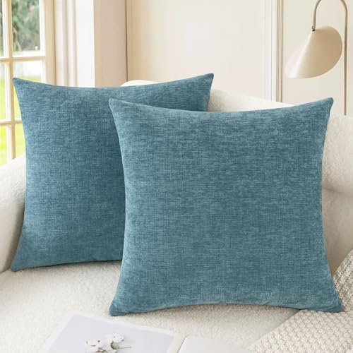 CaliTime Decorative Couch Throw Pillow Covers 20 X 20 Inches Smoke Blue by CaliTime