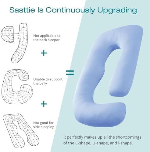 Cooling Pregnancy Pillows for Sleeping, Light Blue - Image 4