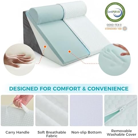 BDEUS 3PCS Wedge Pillow Set for After Surgery, Back Pillow for Bed Sitting up - Image 6