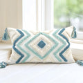 Lumbar Boho Pillow Covers 12x20 Tufted Teal by LOOPUINHOM