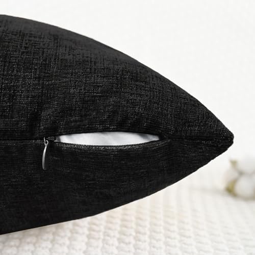 CaliTime Decorative Couch Throw Pillow Covers 24 X 24 Inches Black - Image 3