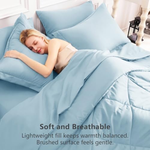 CozyLux Full Comforter Set 82"x86" Light Blue - Image 4