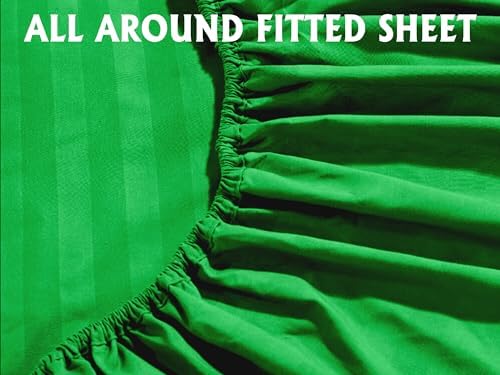 Elegant Comfort 4-Piece Damask Stripe Sheet Set, Twin XL, Emerald Gren - Image 4