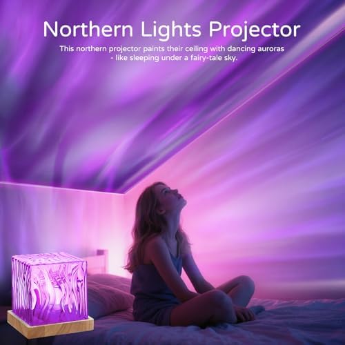 Northern Lights Projector Rechargeable,4.5" Aurora Light Projector Ocean Lamp Mood Ambient Lighting with 16 Colors and Aurora Drift Effects for Room Decor Teen Girl Gifts Classroom - Cordless - Image 2