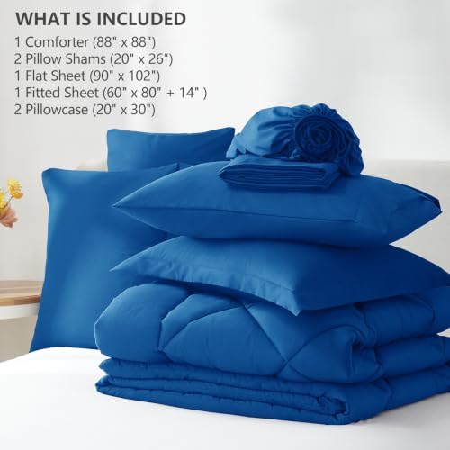 CozyLux Queen Comforter Set 88"x88" Classic Blue - Image 6